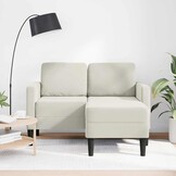 vidaXL 2-zitsbank met chaise L-vorm crèmekleurig 125 cm fluweel