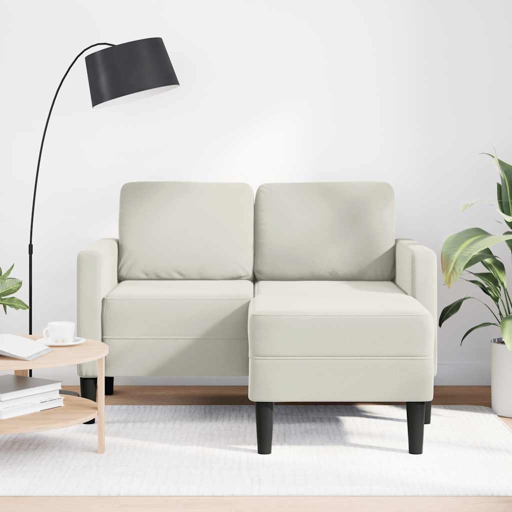 vidaXL 2-zitsbank met chaise L-vorm crèmekleurig 125 cm fluweel