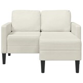 vidaXL 2-zitsbank met chaise L-vorm crèmekleurig 125 cm fluweel