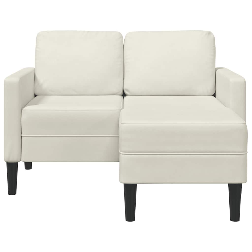vidaXL 2-zitsbank met chaise L-vorm crèmekleurig 125 cm fluweel