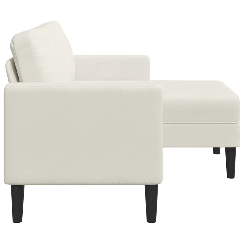 vidaXL 2-zitsbank met chaise L-vorm crèmekleurig 125 cm fluweel