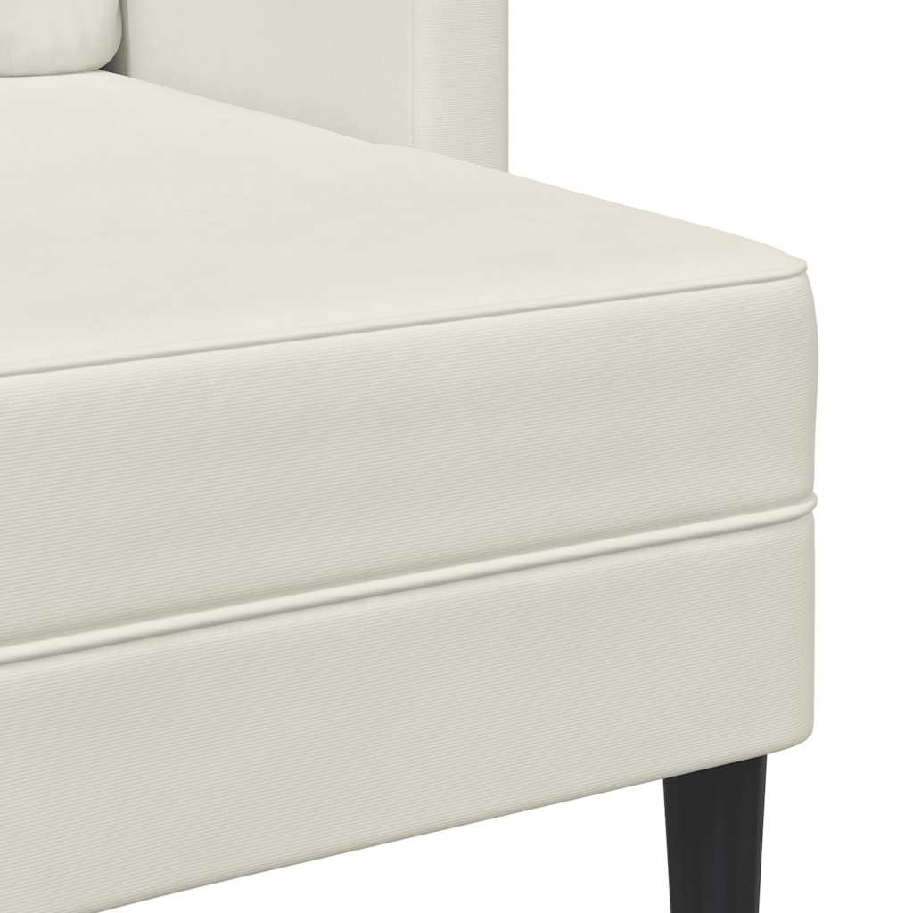 vidaXL 2-zitsbank met chaise L-vorm crèmekleurig 125 cm fluweel