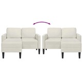 vidaXL 2-zitsbank met chaise L-vorm crèmekleurig 125 cm fluweel