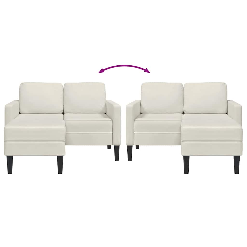 vidaXL 2-zitsbank met chaise L-vorm crèmekleurig 125 cm fluweel