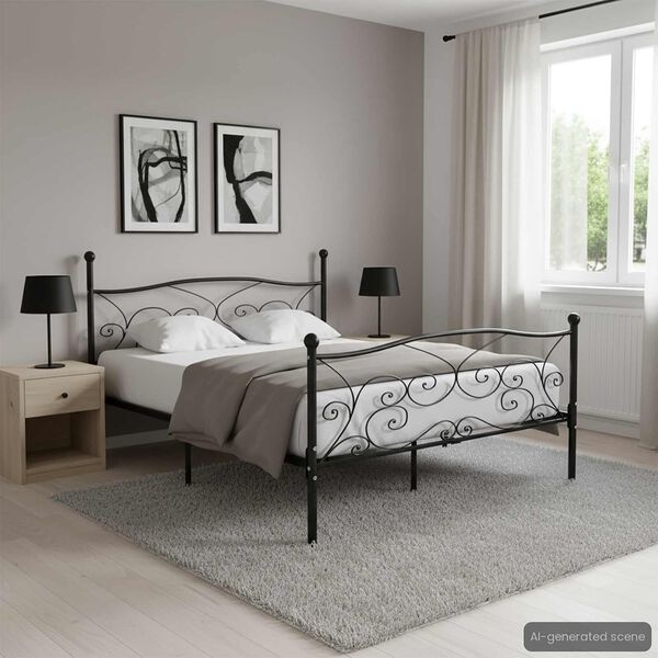 vidaXL Bedframe met lattenbodem metaal zwart 180x200 cm
