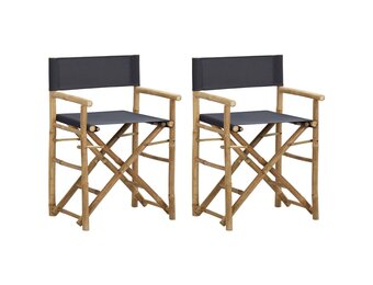 vidaXL Regisseursstoelen 2 st inklapbaar donkergrijs bamboe en stof