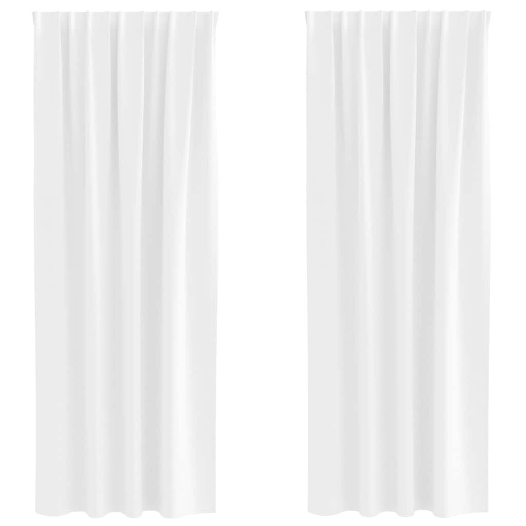 vidaXL Gordijnen met gordijnen 2 pcs Zuiverwit Polyester