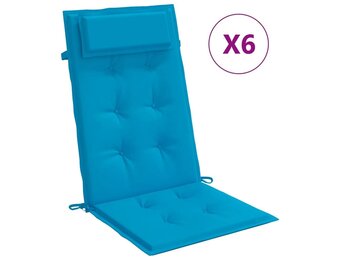 vidaXL Stoelkussens 6 st hoge rug oxford stof lichtblauw