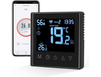 CNBINGO Slimme Wifi Thermostaat voor CV-ketel - Inbouw - Zwart
