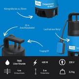 Güde 94630 - GS4002P - Dompelpomp voor afvalwater - Met vlotterschakelaar - 400 W - 7500 l/h Maximale opvoerhoogte 5 m [Energieklasse A], blauw/zwart