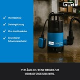 Güde 94630 - GS4002P - Dompelpomp voor afvalwater - Met vlotterschakelaar - 400 W - 7500 l/h Maximale opvoerhoogte 5 m [Energieklasse A], blauw/zwart