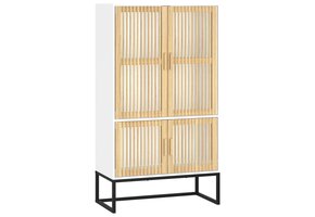 Hoge Kast Bewerkt Hout Wit - 41% Korting!