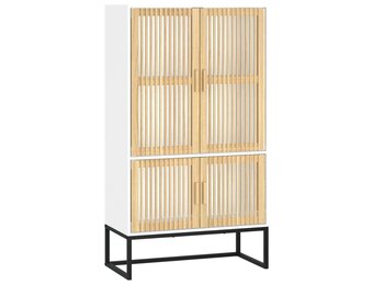 Hoge Kast van Bewerkt Hout - Wit (35% Korting)