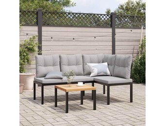 vidaXL Tuinbanken met kussens 2 st gepoedercoat staal zwart
