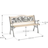 Parkbank met rugleuning 123,5 x 74 x 48 cm