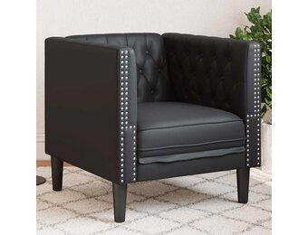vidaXL Fauteuil Chesterfield-stijl kunstleer zwart