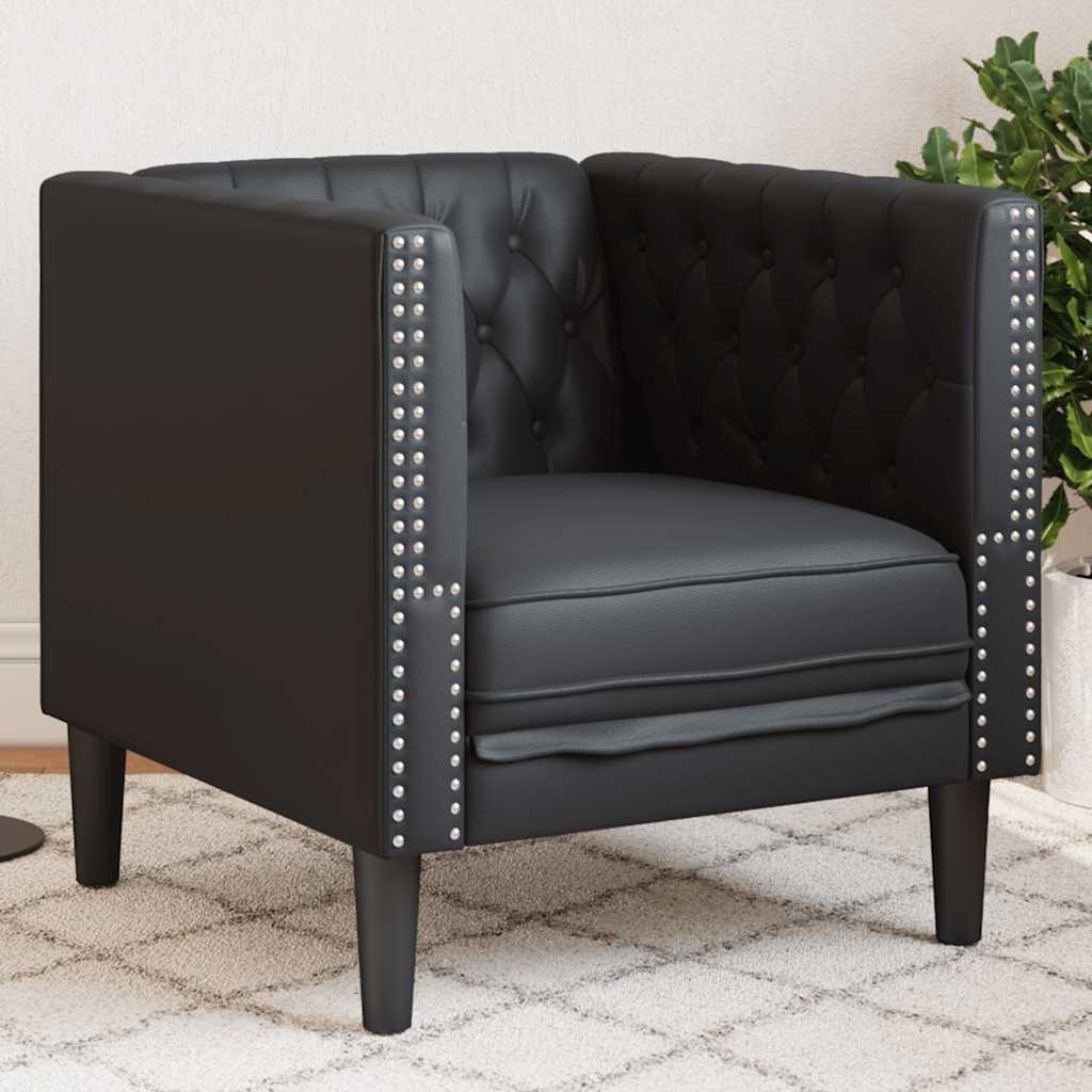 vidaXL Fauteuil Chesterfield-stijl kunstleer zwart