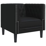 vidaXL Fauteuil Chesterfield-stijl kunstleer zwart