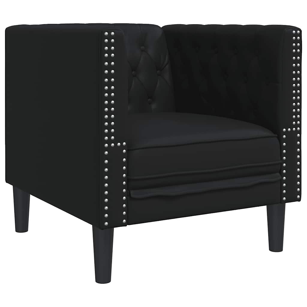 vidaXL Fauteuil Chesterfield-stijl kunstleer zwart