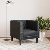 vidaXL Fauteuil Chesterfield Kunstleer Zwart - 54% Korting