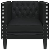 vidaXL Fauteuil Chesterfield-stijl kunstleer zwart