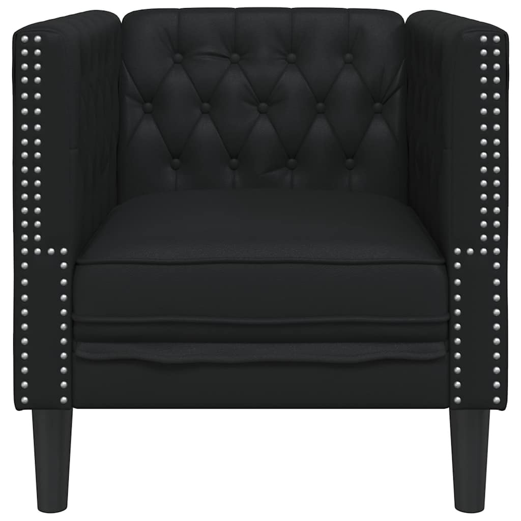 vidaXL Fauteuil Chesterfield-stijl kunstleer zwart