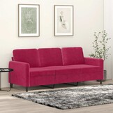 vidaXL Driezitsbank 180 cm fluweel wijnrood