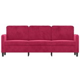 vidaXL Driezitsbank 180 cm fluweel wijnrood