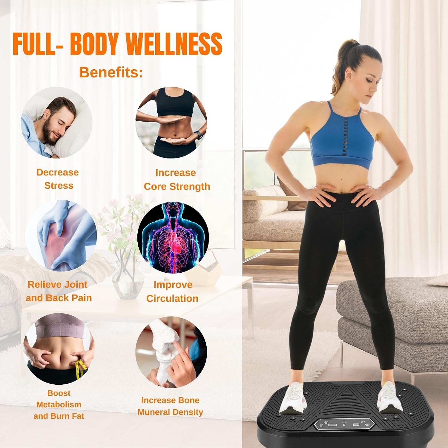 Trilplaat Fitness met 20 Trillingsniveaus en 8 Programma's - Kleur M1307