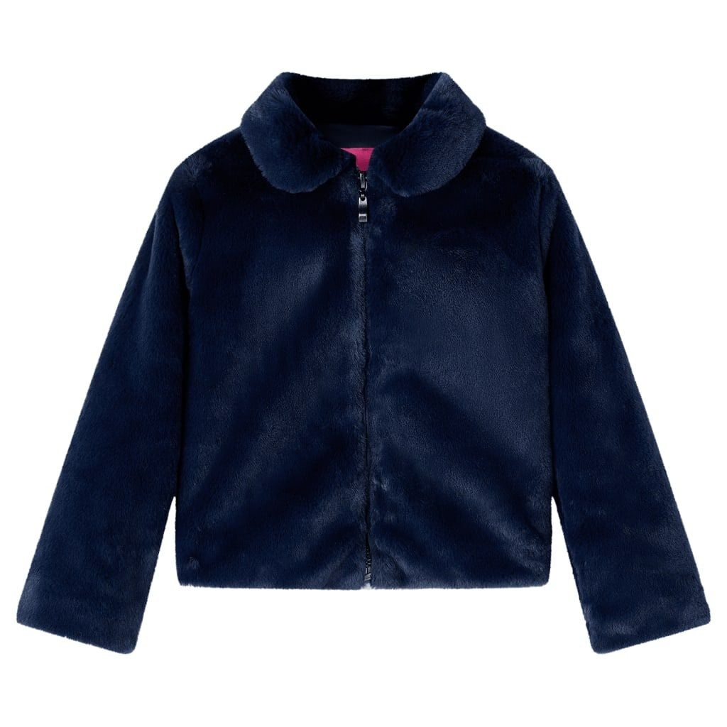 vidaXL Kinderjas 128 kunstvacht marineblauw