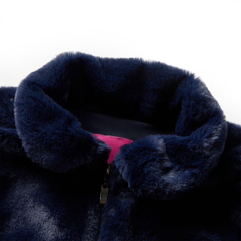 vidaXL Kinderjas 128 kunstvacht marineblauw
