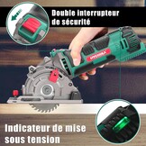 HYCHIKA Cirkelzaag, 500W Mini cirkelzaag, 4500 RPM, Zaagdiepte: 0-25 mm, Zuivere kopermotor, 3 messen voor het zagen van hout, zacht metaal, tegels en plastic