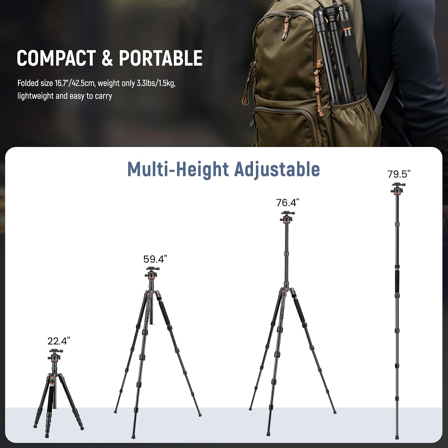 Verstelbaar Driepootstatief 194cm voor Camera & Smartphone (33% Korting)