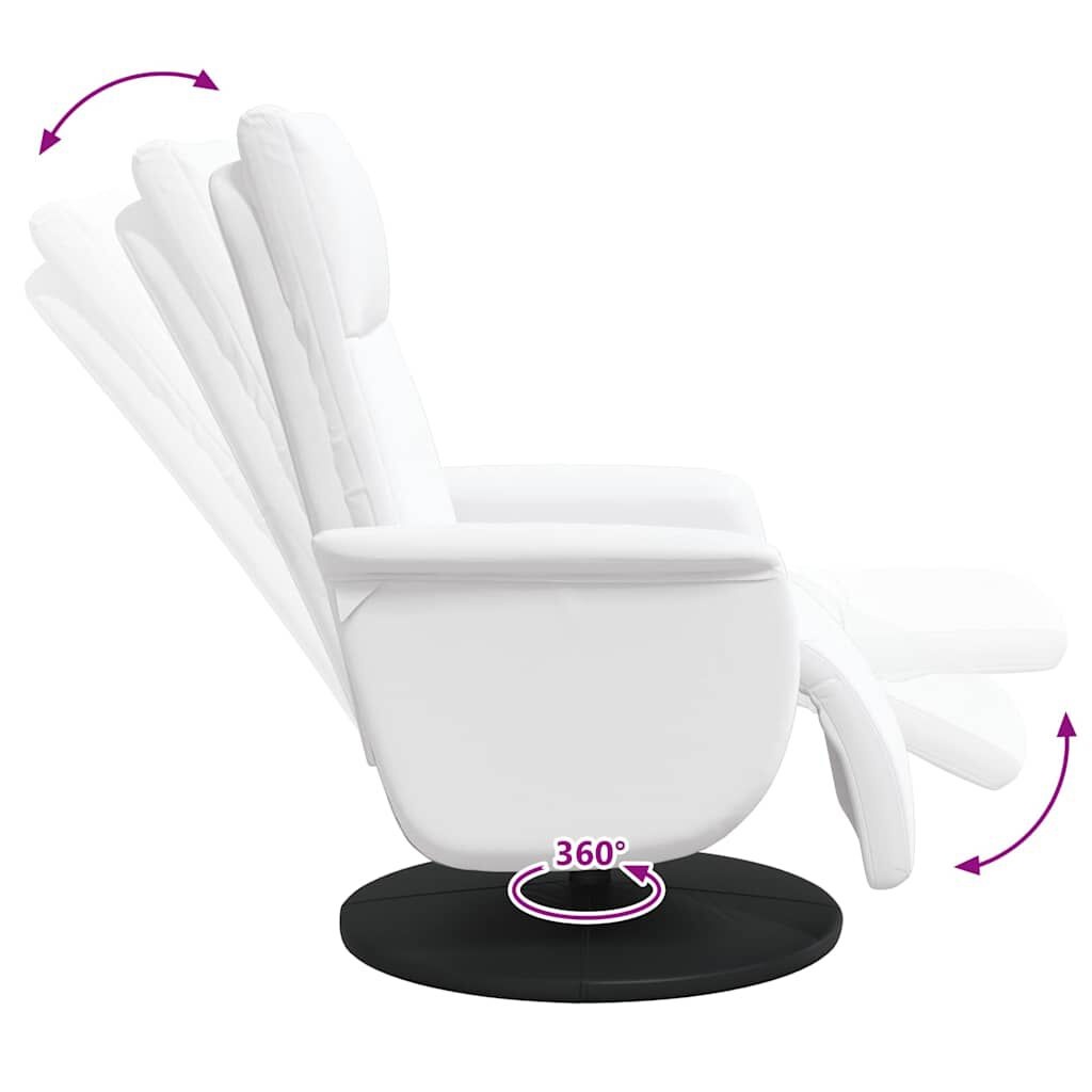 Verstelbare Fauteuil met Voetensteun Kunstleer Wit - 35% Korting