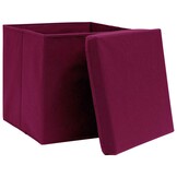 Opbergboxen met deksel 4 stuks 32x32x32 cm stof donkerrood - 33% korting!