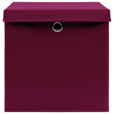 Opbergboxen met deksel 4 stuks 32x32x32 cm stof donkerrood - 33% korting!