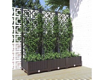Plantenbak met latwerk Zwart - 120x40x121,5 cm - 34% Korting