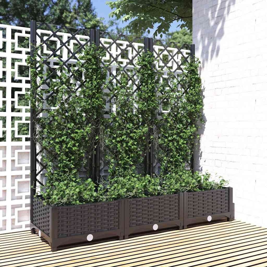 Plantenbak met latwerk Zwart - 120x40x121,5 cm - 34% Korting