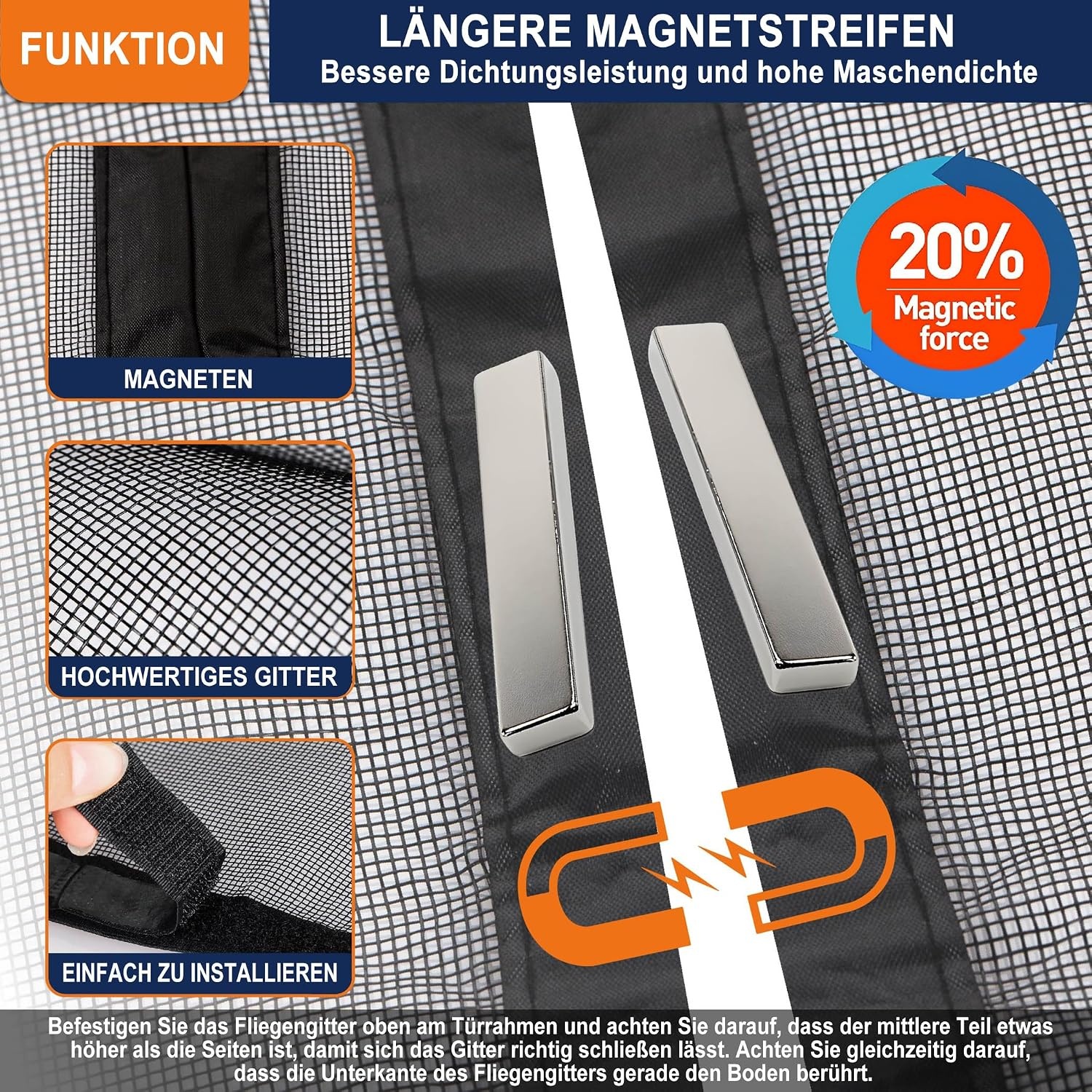 Magnetische Vliegengaas Hordeur - Zwart 110x210 cm - 32% Korting