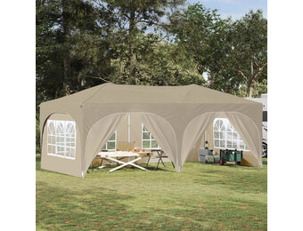 vidaXL Pop-up partytent 575 x 288 x 245 cm Crèmekleurig Oxford Stof