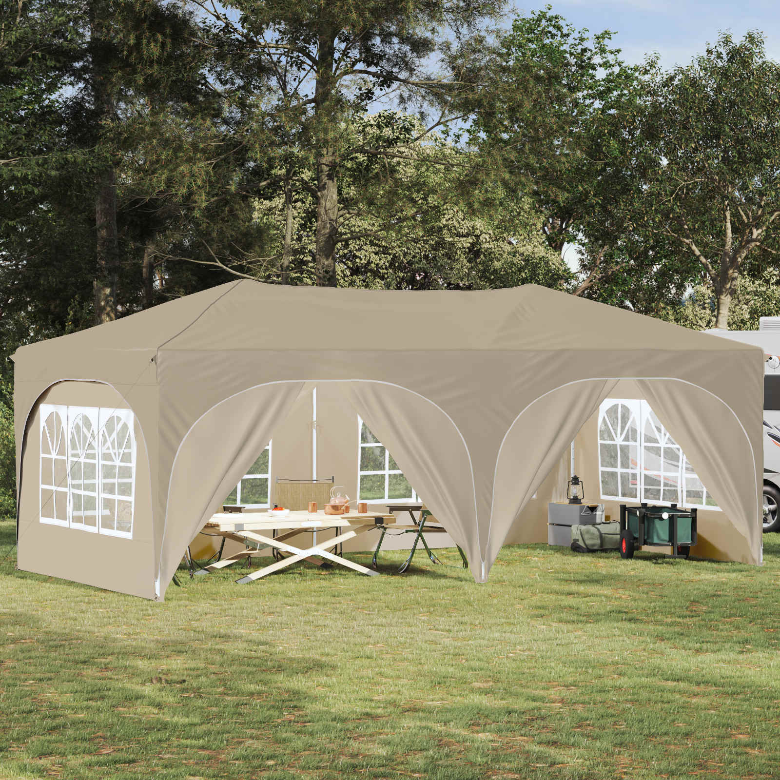 vidaXL Pop-up partytent 575 x 288 x 245 cm Crèmekleurig Oxford Stof