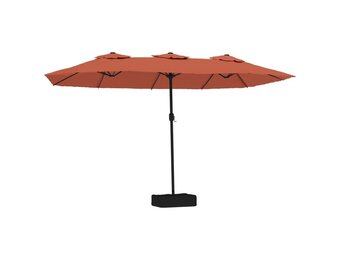 vidaXL Parasol dubbel dak met LED 449x265 cm terracottakleurig