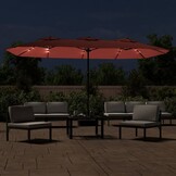 vidaXL Parasol dubbel dak met LED 449x265 cm terracottakleurig
