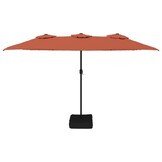 vidaXL Parasol dubbel dak met LED 449x265 cm terracottakleurig