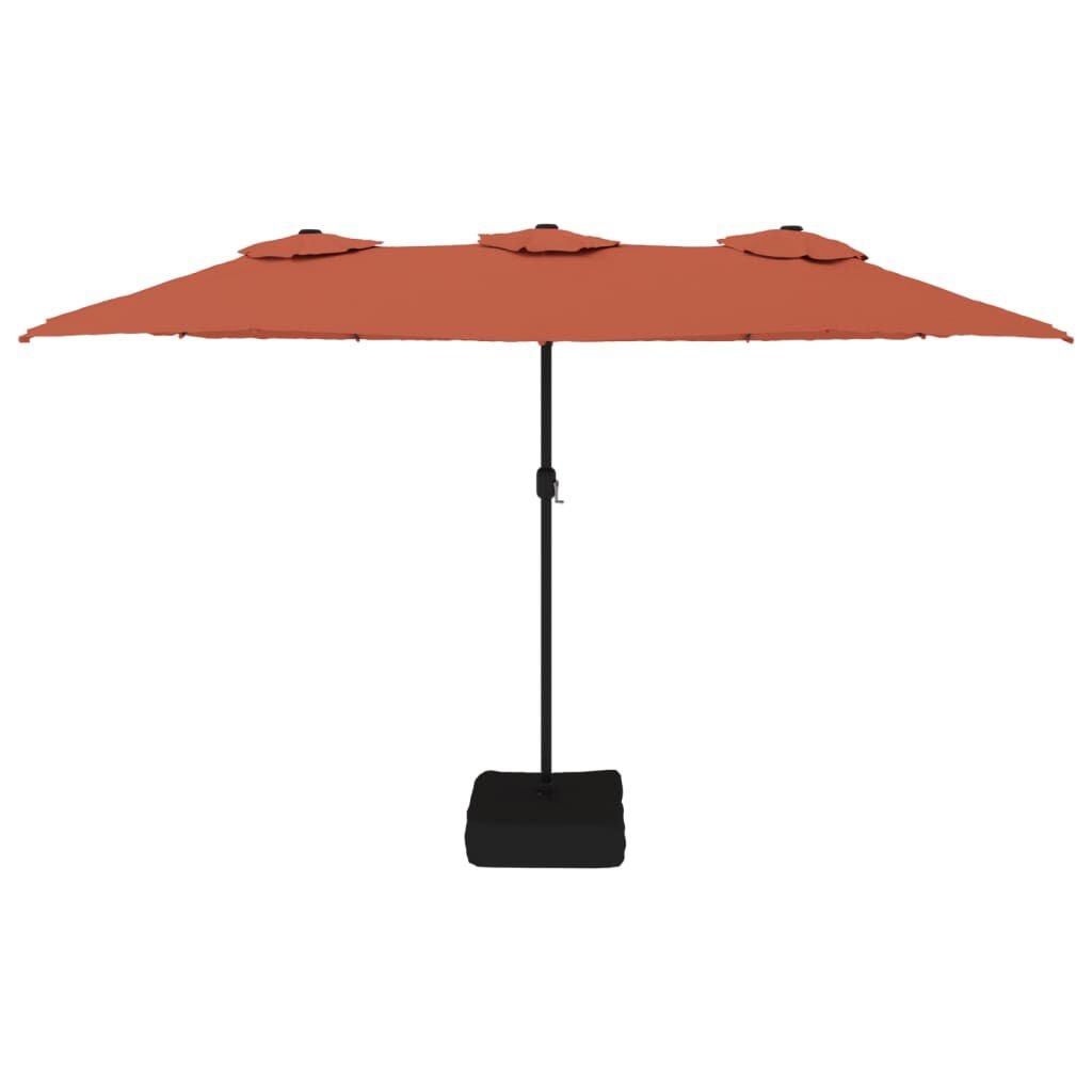 vidaXL Parasol dubbel dak met LED 449x265 cm terracottakleurig