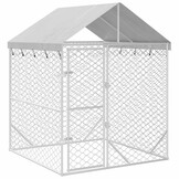 vidaXL Hondenkennel met dak 2x2x2,5 m gegalvaniseerd staal zilver