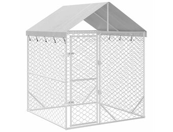 vidaXL Hondenkennel met dak 2x2x2,5 m gegalvaniseerd staal zilver