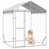 vidaXL Hondenkennel met dak 2x2x2,5 m gegalvaniseerd staal zilver