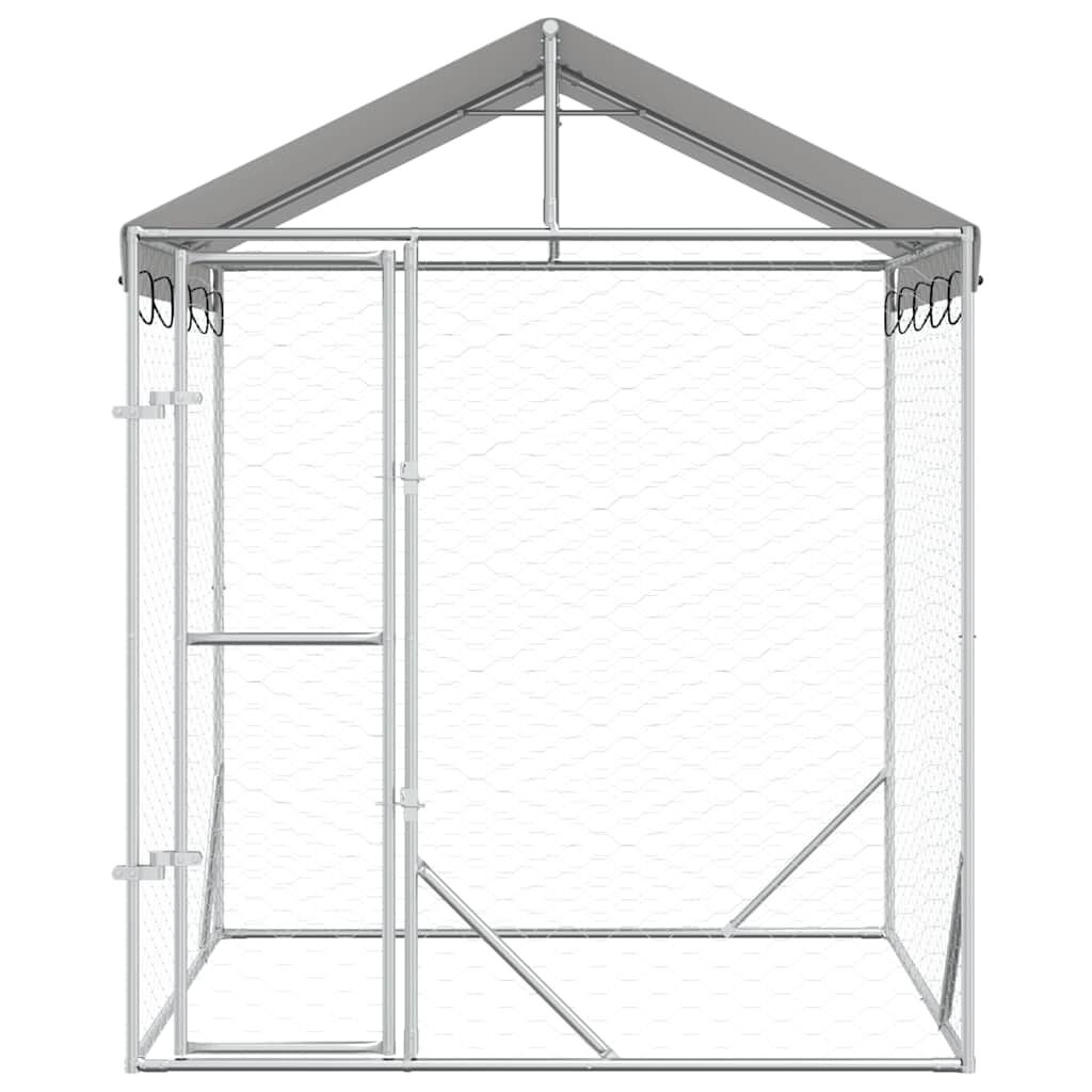 vidaXL Hondenkennel met dak 2x2x2,5 m gegalvaniseerd staal zilver