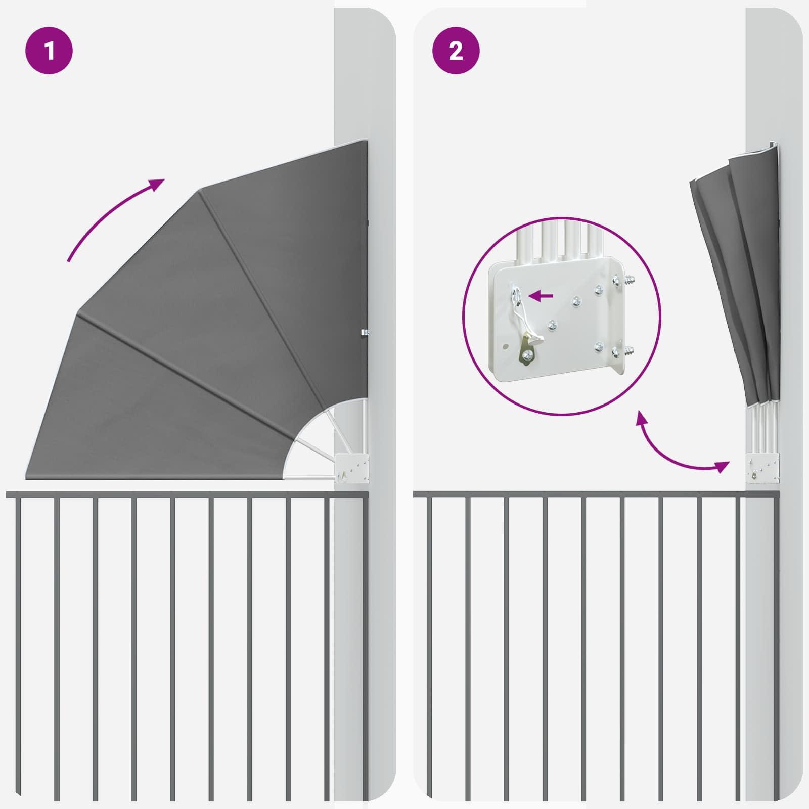 vidaXL Balkon Privacy Scherm 140 x 140 cm Polyester Lichtgrijs